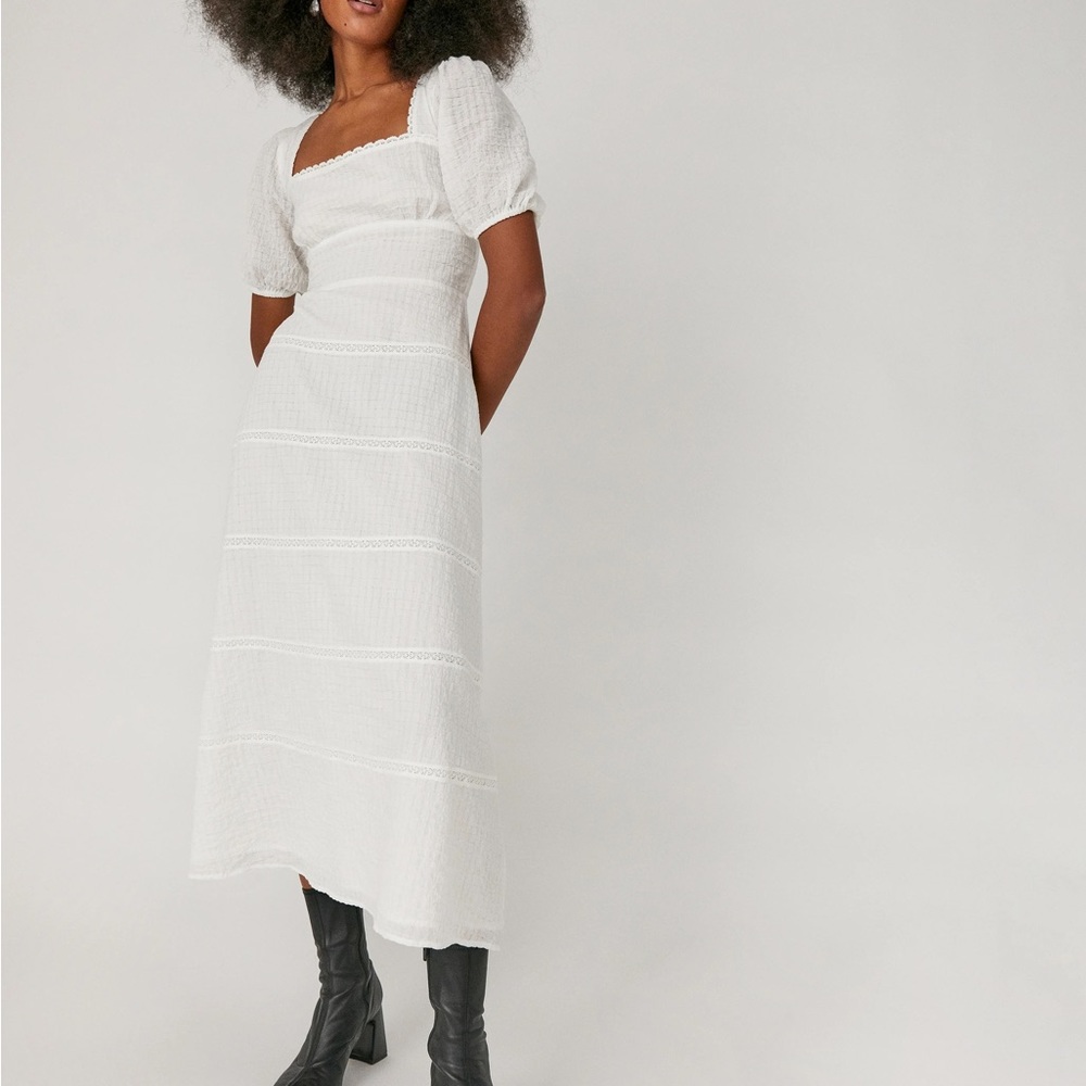 Reformation Zooey Organic Cotton Dress in White Size 8
